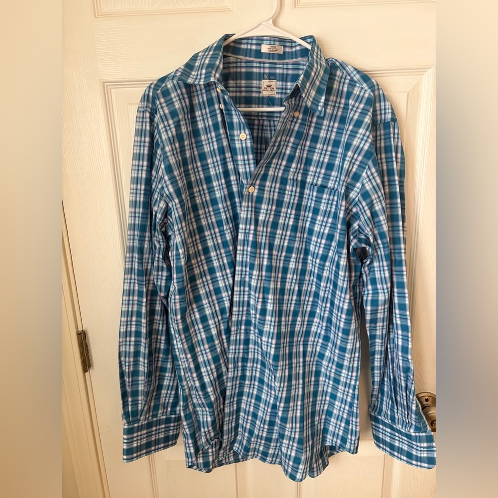 Peter Millar Blue Plaid Men's Shirt
